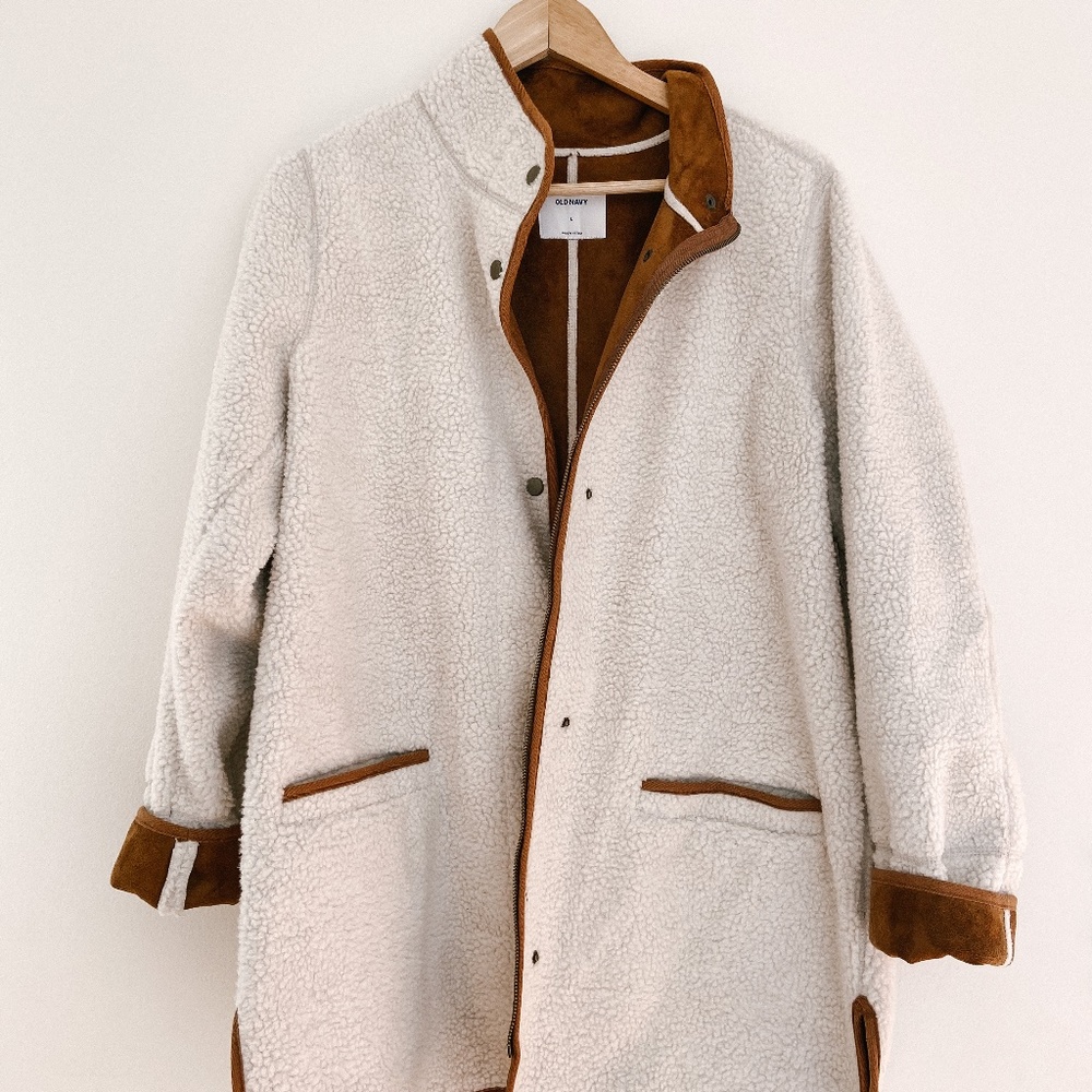 Old Navy Sherpa Coat in Cream NWT